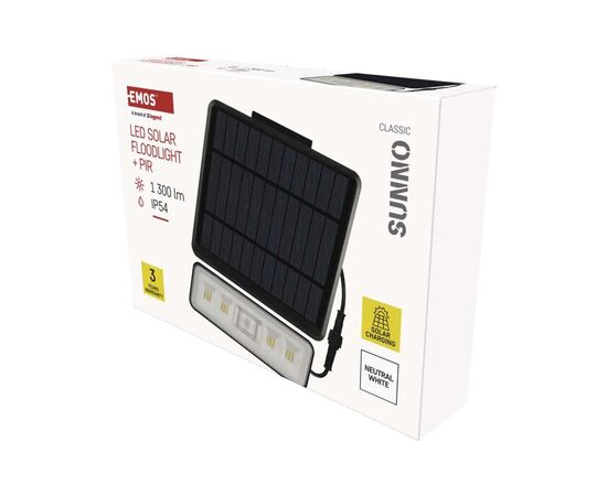 Прожектор EMOS сонячний світлодіодний 1300 лм IP54 4000K PIR (ZG112S), изображение 9