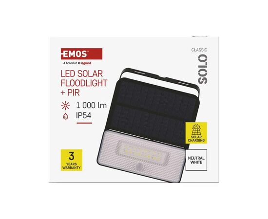 Прожектор EMOS сонячний світлодіодний 1000 лм IP54 4000K PIR (ZG121S), изображение 10
