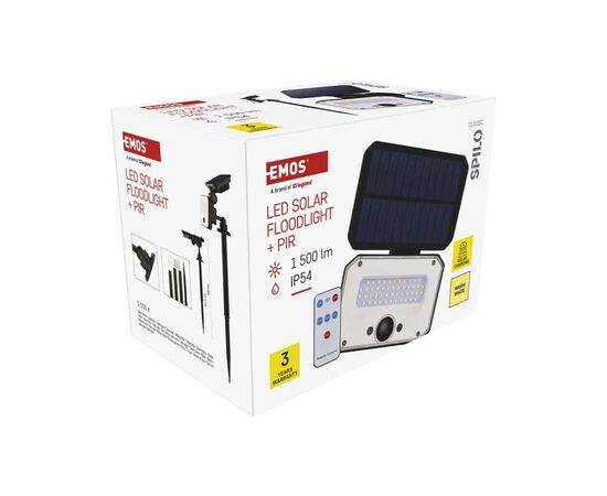 Прожектор EMOS сонячний світлодіодний 1500 лм IP54 3000K PIR (ZG131S), изображение 8
