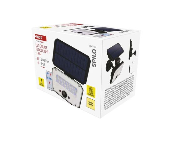 Прожектор EMOS сонячний світлодіодний 1500 лм IP54 3000K PIR (ZG131S), изображение 9