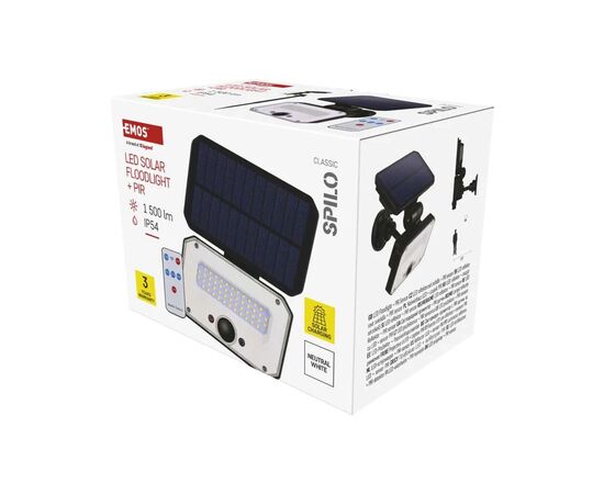 Прожектор EMOS сонячний світлодіодний 1500 лм IP54 4000K PIR (ZG132S), изображение 10