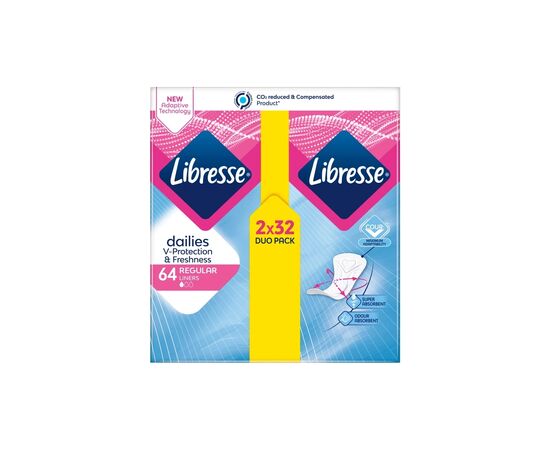 Ежедневные прокладки Libresse Dailies Protect Regular Liners 64 шт. (7322540082210), изображение 2