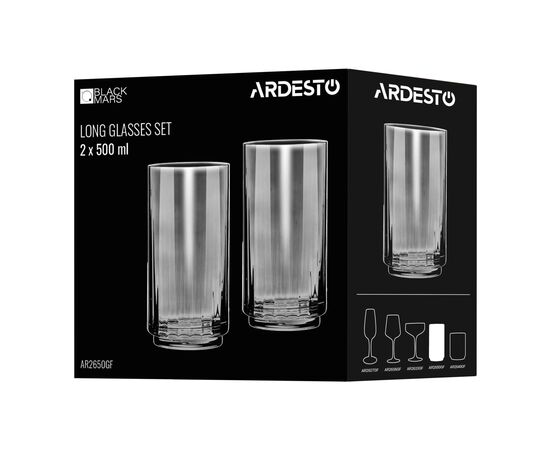 Набор стаканов Ardesto Black Mars Alcor 500 мл, 2шт, скло, сірий (AR2650GF), изображение 5