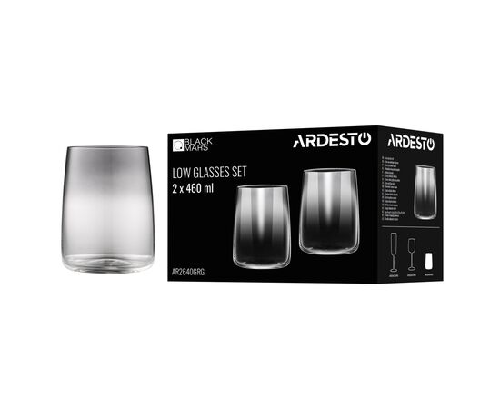 Набір склянок Ardesto Black Mars Mira 460 мл, 2шт, скло, сірий (AR2640GRG), зображення 5