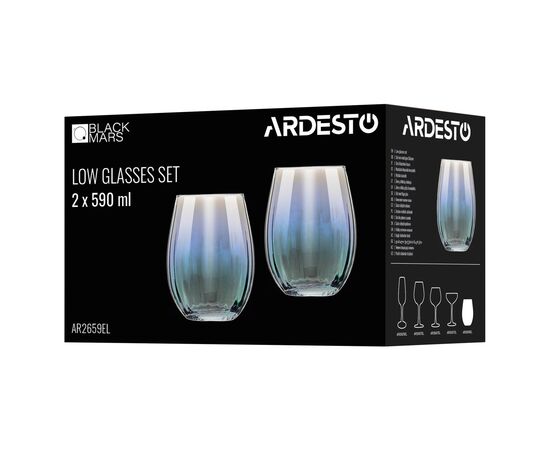 Набор стаканов Ardesto Black Mars Zenith 590 мл, 2шт, скло, прозорий (AR2659EL), изображение 5