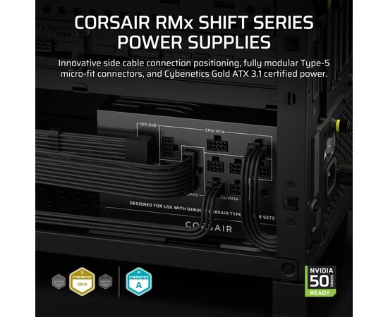 Блок живлення Corsair 1000W RM1000x Shift ATX 3.1 (CP-9020300-EU), зображення 4