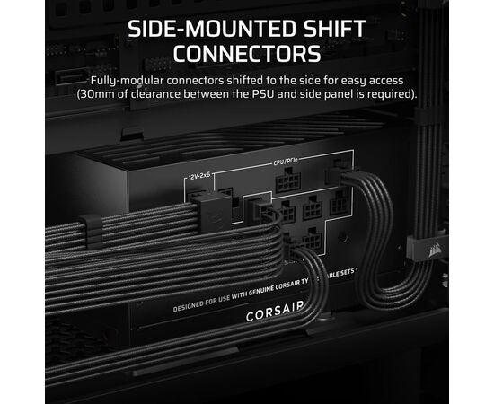 Блок живлення Corsair 1000W RM1000x Shift ATX 3.1 (CP-9020300-EU), зображення 6
