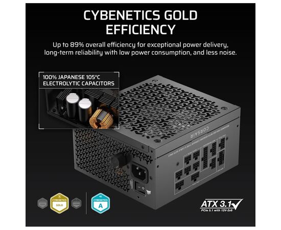 Блок живлення Corsair 1000W RM1000x Shift ATX 3.1 (CP-9020300-EU), зображення 8