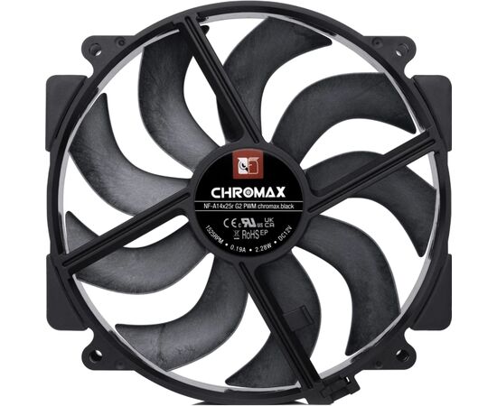Кулер для корпуса Noctua NF-A14x25r G2 PWM CHROMAX.BLACK, изображение 3