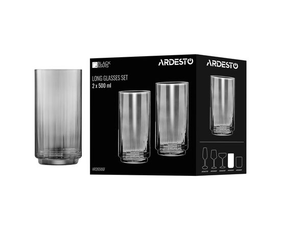 Набор стаканов Ardesto Black Mars Alcor 500 мл, 2шт, скло, сірий (AR2650GF), изображение 4