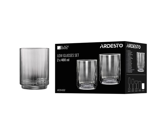 Набор стаканов Ardesto Black Mars Alcor 400 мл, 2шт, скло, сірий (AR2640GF), изображение 4