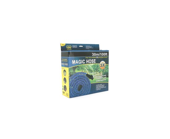 Шланг для поливу Voltronic 10-30м/100ft + розпилювач, насадка на кран, Blue/Green, Box (Garden hose 10-30), зображення 2