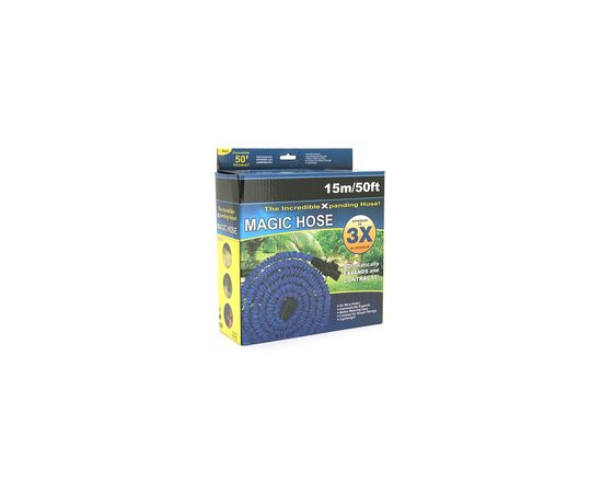 Шланг для поливу Voltronic KY-150B, 5-15м/50ft, + розпилювач, насадка на кран, Blue, Box (KY-150B), зображення 2