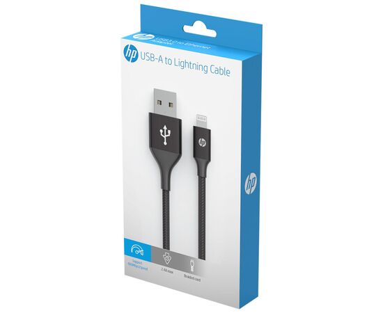Дата кабель USB 2.0 AM to Lightning 1.0m 2.4A MFI HP (HP_DHC-MF100-1m), изображение 2