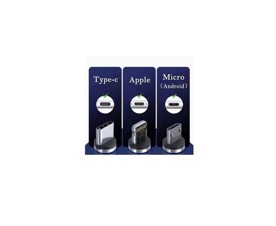 Дата кабель USB 2.0 AM to Lightning + Micro 5P + Type-C magnetic black Denmen (DN-D09E-BK), изображение 5