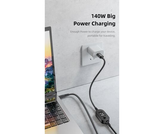 Кабель питания USB-C to DC 5.5x2.5mm 1.0m 5V/9V/12V/15V/20V/28V 140W black XoKo (XK-K695), изображение 5