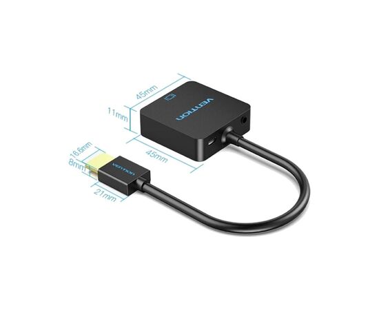 Перехідник HDMI M to VGA F 1080P 60Hz 3,5mm Audio Micro USB (F) powered Vention (ACRBB), зображення 3
