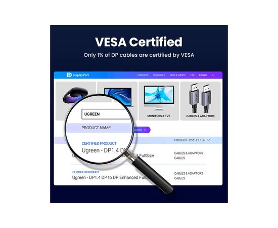 Кабель мультимедийный DisplayPort M to DisplayPort M 2.0m V1.4 8K60Hz DP120 black Ugreen (25905), изображение 8