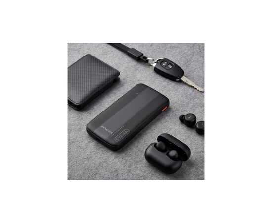 Батарея универсальная AWEI 10000mAh P20K, 12W, Black (6954284009744), изображение 6