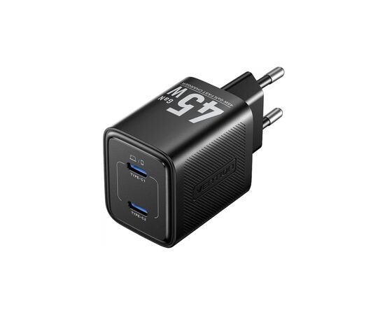 Зарядний пристрій Vention 2xUSB-C PD45W GaN black (FEFB0-EU)