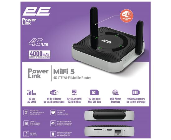 Мобильный Wi-Fi роутер 2E PowerLink MiFi-5 2025 (794300866700), изображение 7