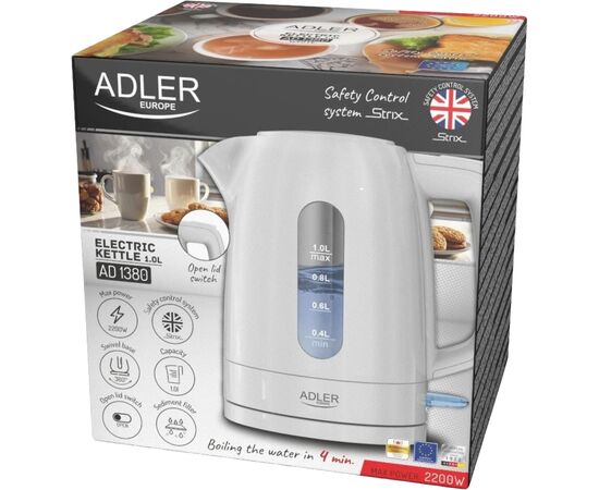 Электрочайник Adler AD 1380 white, изображение 7