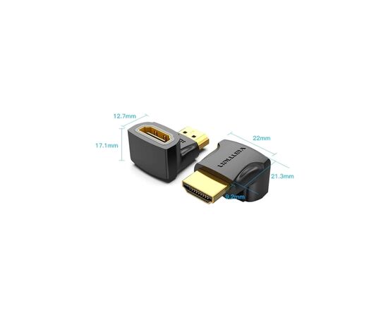 Переходник HDMI F to HDMI M 90° 4K 60Hz PVC Vention (AIOB0), изображение 2