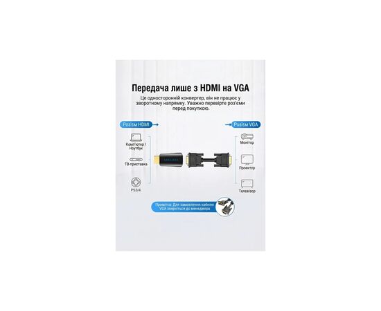 Переходник HDMI M to VGA F 1080P 60Hz 3,5mm Audio Vention (AIDB0), изображение 9