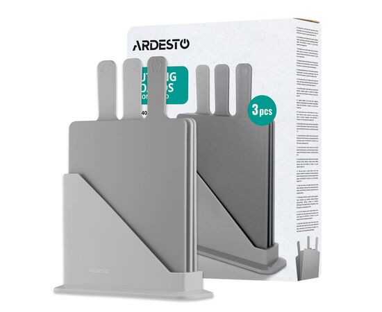 Дошка для нарізання Ardesto Fresh, Набір 3шт, 24.1х33х7.9см, сірий (AR1403GRB), зображення 7