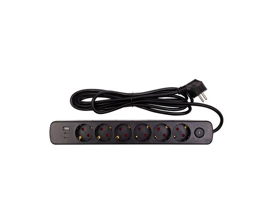 Мережевий фільтр живлення PowerPlant 3м, 6 розеток, USB (YS-N6086/3c) (EX610662), зображення 2