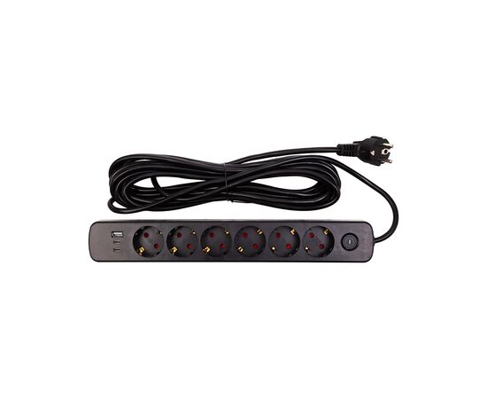Мережевий фільтр живлення PowerPlant 7м, 6 розеток,USB, Type-C (YS-N6086/7c) (EX610686), зображення 2