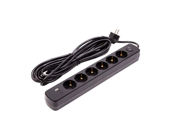 Мережевий фільтр живлення PowerPlant 7м, 6 розеток,USB, Type-C (YS-N6086/7c) (EX610686)
