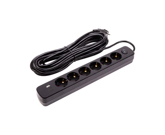 Мережевий фільтр живлення PowerPlant 10м, 6 розеток,USB, Type-C (YS-N6086/10c) (EX610693)