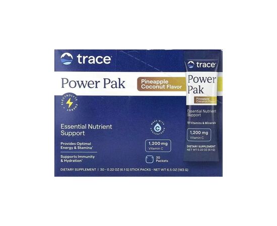 Витаминно-минеральный комплекс Trace Электролиты, вкус ананаса кокоса, Power Pak, 30 пакетов по 6 (TMR00249)