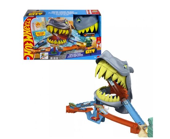 Автотрек Hot Wheels City Пляжна атака акули (JHL96)