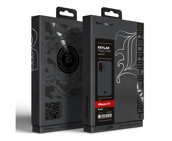 Чехол для мобильного телефона Armorstandart BlackIcon Aramid Twill MagCase Apple iPhone 17 Black (ARM90148), изображение 2