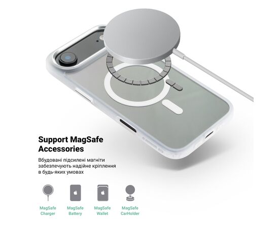 Чохол до мобільного телефона Armorstandart Unit MagCase Apple iPhone 17 Air Clear Silver + Orange Button Set (ARM90583), зображення 4