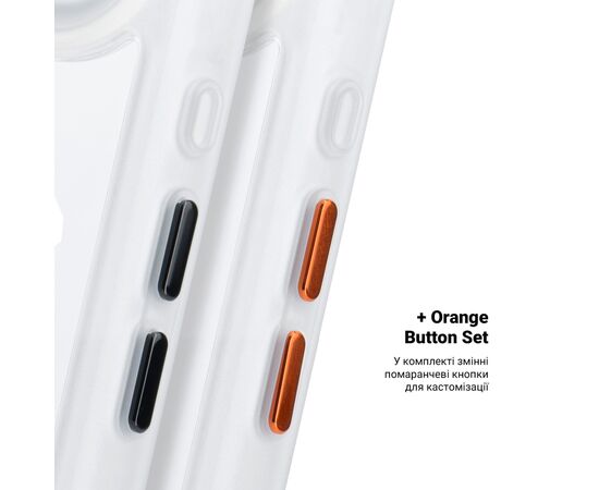 Чохол до мобільного телефона Armorstandart Unit MagCase Apple iPhone 17 Air Clear Silver + Orange Button Set (ARM90583), зображення 5