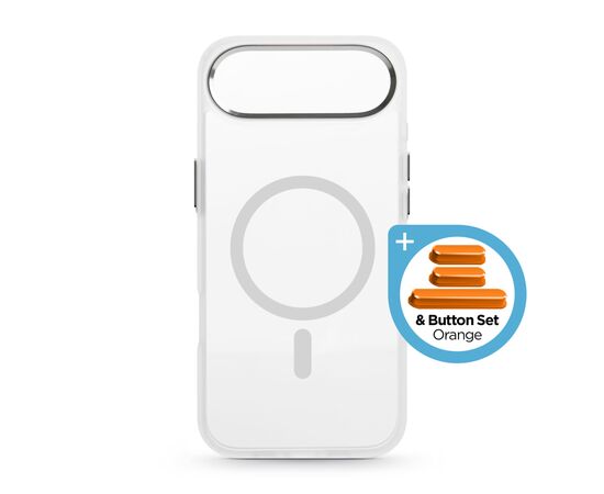 Чохол до мобільного телефона Armorstandart Unit MagCase Apple iPhone 17 Air Clear Silver + Orange Button Set (ARM90583)