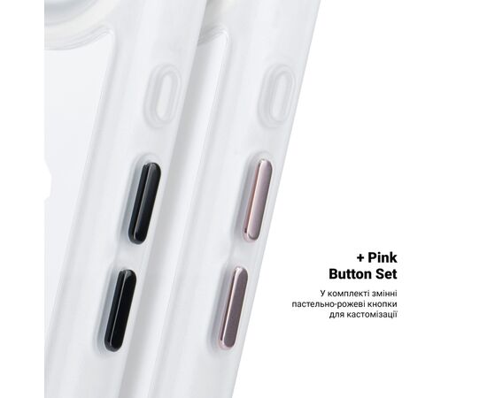 Чохол до мобільного телефона Armorstandart Unit MagCase Apple iPhone 17 Air Clear Silver + Pink Button Set (ARM90584), зображення 5