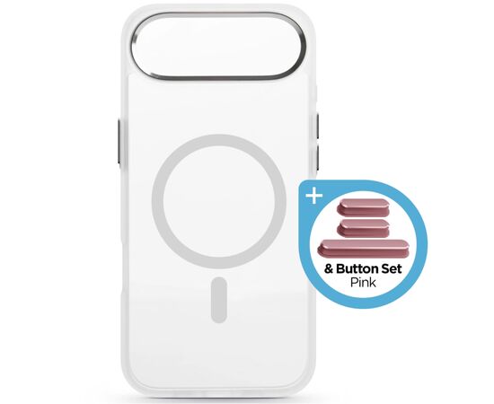 Чохол до мобільного телефона Armorstandart Unit MagCase Apple iPhone 17 Air Clear Silver + Pink Button Set (ARM90584)