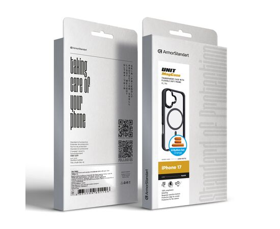 Чохол до мобільного телефона Armorstandart Unit MagCase Apple iPhone 17 Black + Orange Button Set (ARM90579), зображення 7
