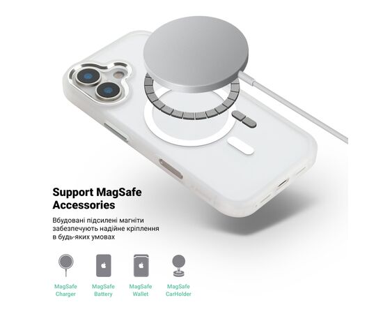 Чохол до мобільного телефона Armorstandart Unit MagCase Apple iPhone 17 Clear Silver + Orange Button Set (ARM90581), зображення 4