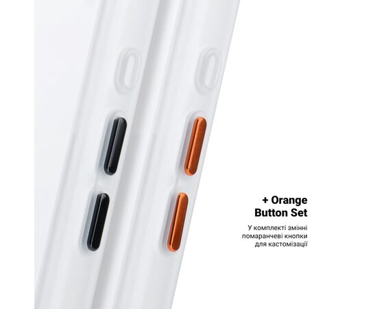 Чохол до мобільного телефона Armorstandart Unit MagCase Apple iPhone 17 Clear Silver + Orange Button Set (ARM90581), зображення 5
