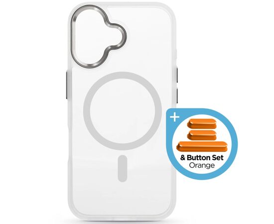Чохол до мобільного телефона Armorstandart Unit MagCase Apple iPhone 17 Clear Silver + Orange Button Set (ARM90581)