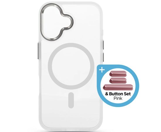Чохол до мобільного телефона Armorstandart Unit MagCase Apple iPhone 17 Clear Silver + Pink Button Set (ARM90580)