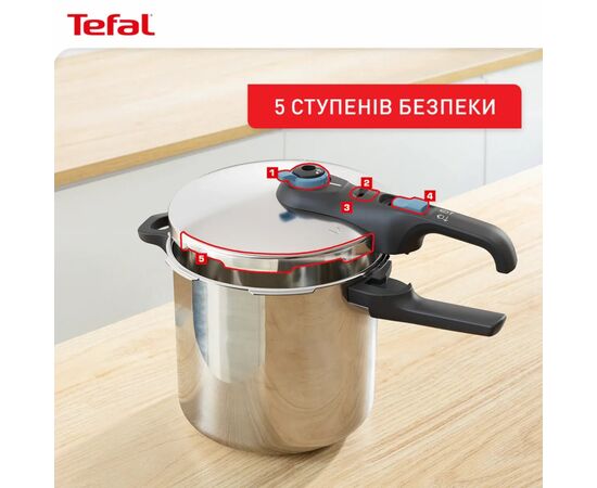 Кастрюля Tefal Secure Trendy Скороварка з паровим кошиком 8л (P2584401), изображение 4