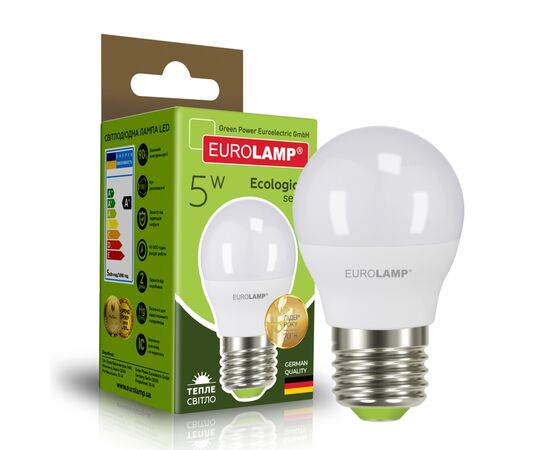 Лампочка Eurolamp LED G45 5W E27 3000K 220V (LED-G45-05273(P)), изображение 2