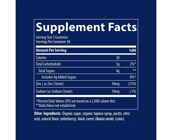 Витаминно-минеральный комплекс Trace Цинк, 30 мг, вкус бузины, Zinc Gummies, 60 жевательных конфет (TMR00622), изображение 2