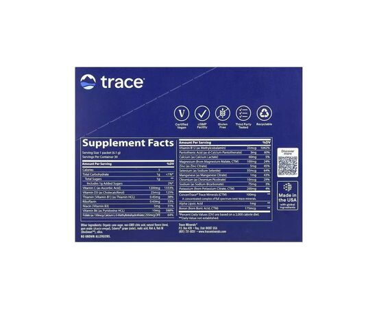 Витаминно-минеральный комплекс Trace Электролиты, вкус ягод, Power Pak, 30 пакетов по 6 гр (TMR00287), изображение 2